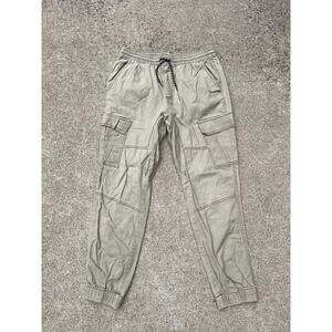 George Pants Men Size Medium (32-34) Khaki Tan Elastic Waist Joggers Pockets